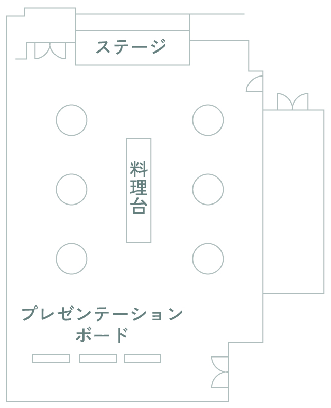 立食ブッフェ形式